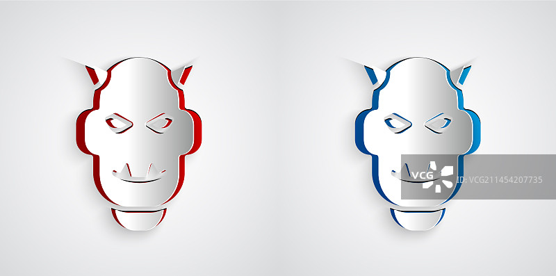 带角的恶魔面具剪纸图片素材