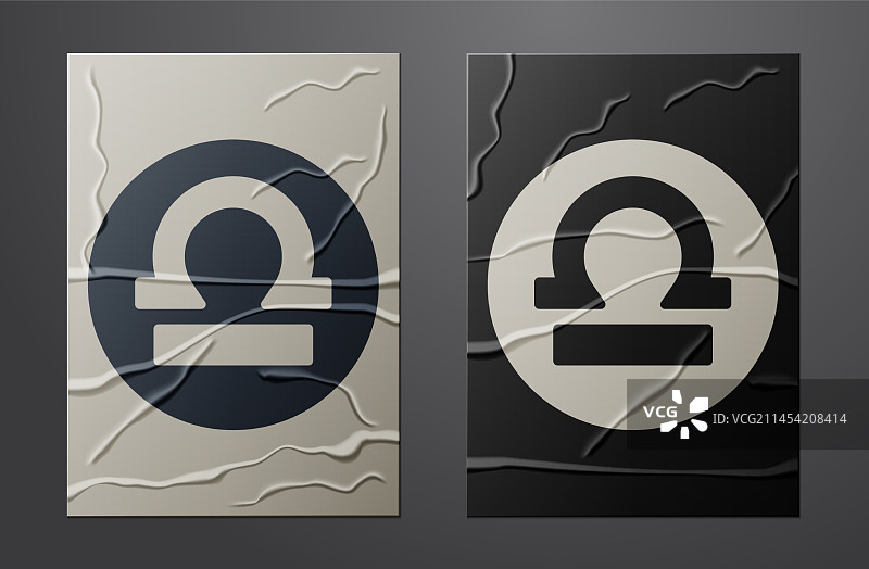 白色天秤座星座符号，隔离在褶皱背景上图片素材