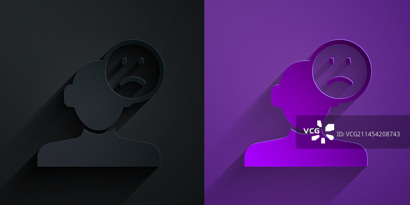 剪纸风格的悲伤沮丧男子心情不好图标图片素材