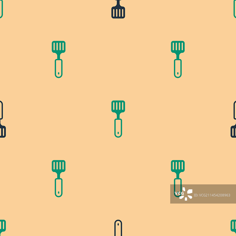 绿黑色刮铲图标，隔离无缝图片素材