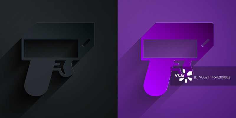 黑色背景上的纸雕钱枪图标图片素材