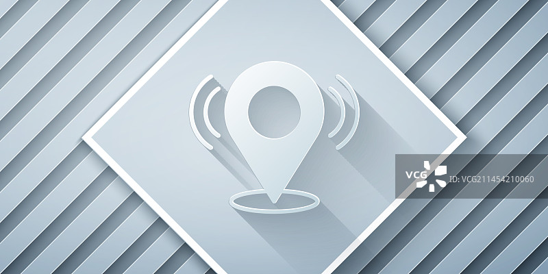 灰色背景上的剪纸地图图钉图标图片素材