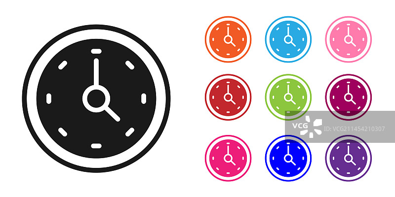 白色背景上的黑色时钟图标图片素材