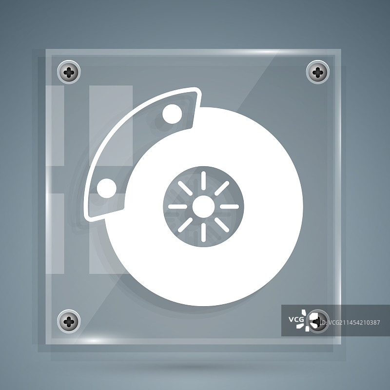 隔离的带卡钳白色汽车刹车盘图标图片素材