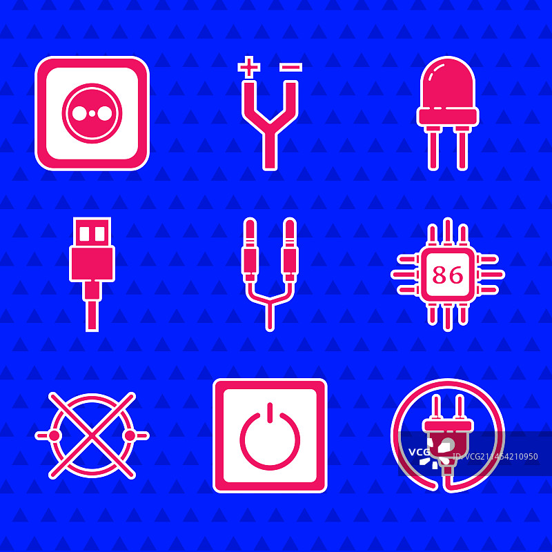 音频插孔、电灯开关插头套装图片素材