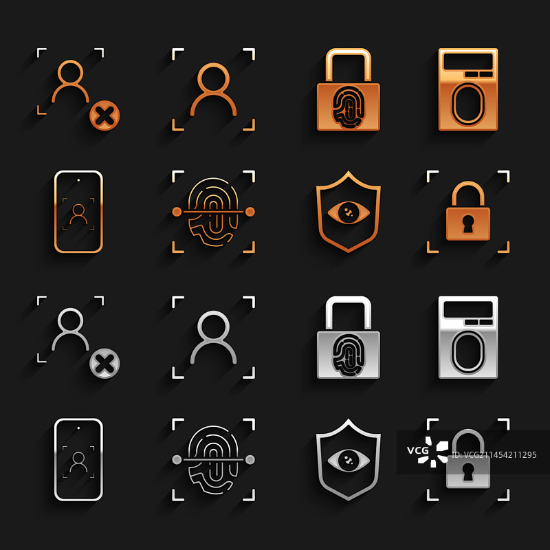 带锁盾牌眼睛扫描的指纹图片素材