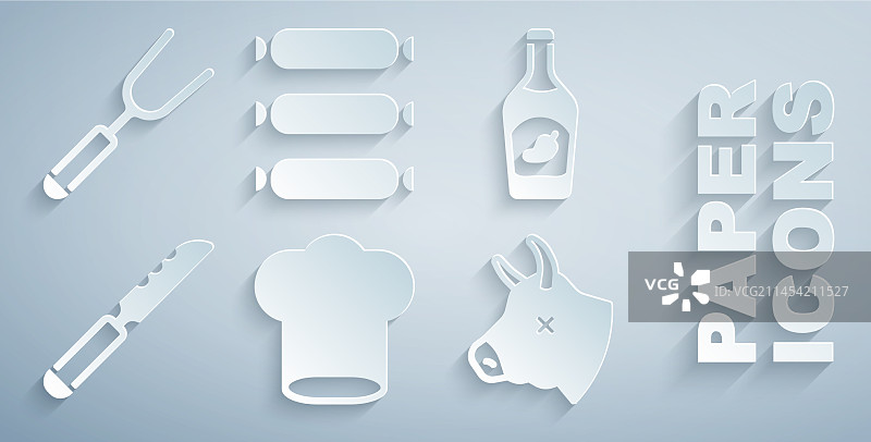 厨师帽、番茄酱瓶、面包刀、牛头合集图片素材