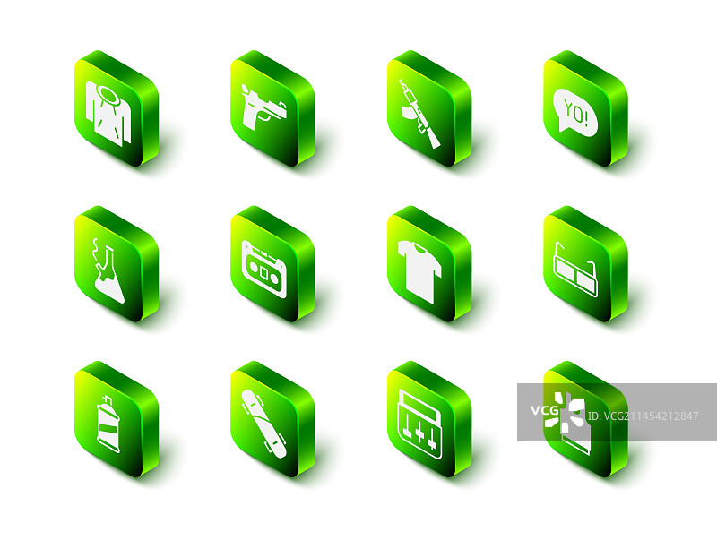 手枪、冲锋枪和俚语字母图片素材