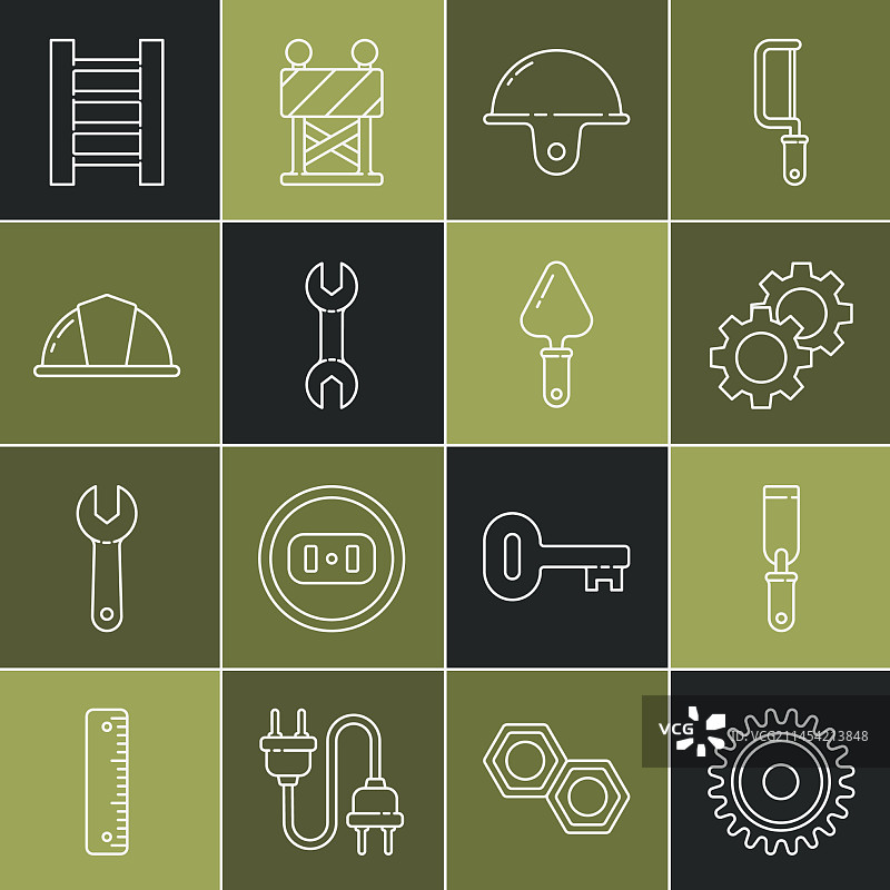 圆锯片锉刀金属文件齿轮线条组合图片素材