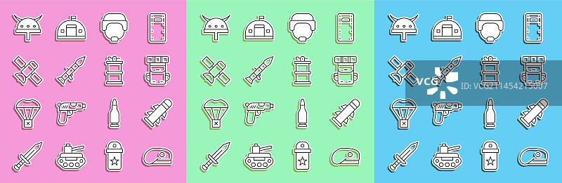 军用贝雷帽火箭徒步背包图标图片素材