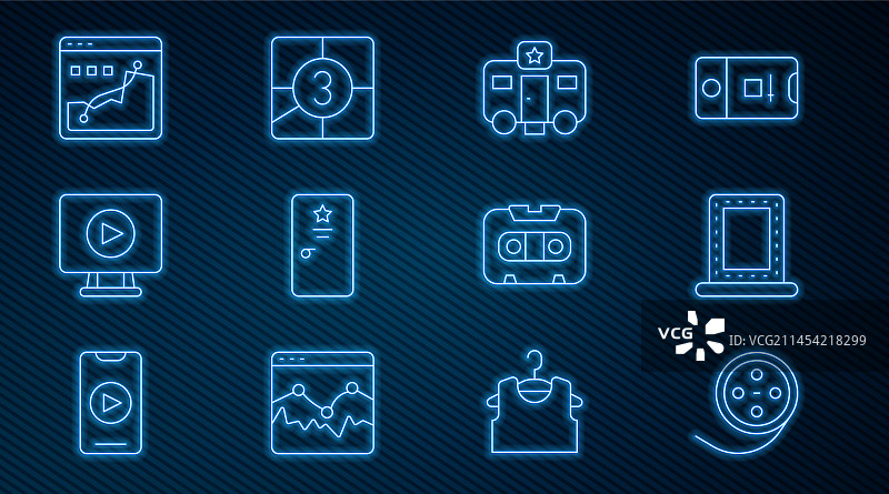 电影胶片带灯化妆镜线条设置图片素材