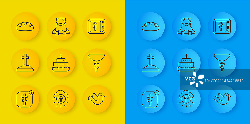 在线教堂、牧师布道和坟墓线条合集图片素材