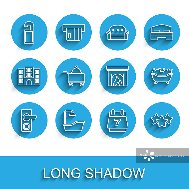 数字门锁和浴缸线条合集图片素材