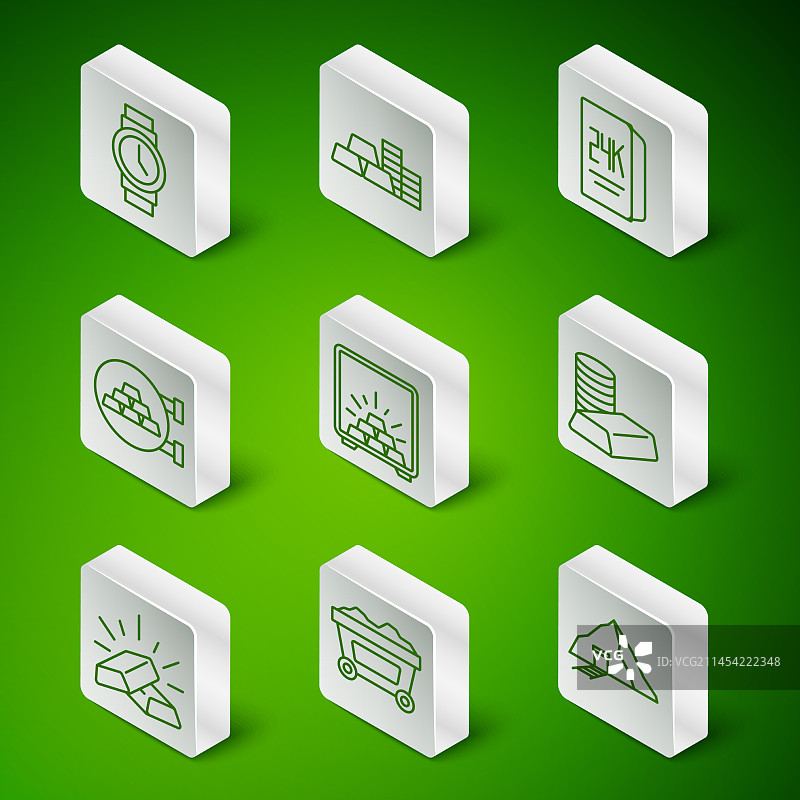 金矿矿车和黄金腕表图片素材