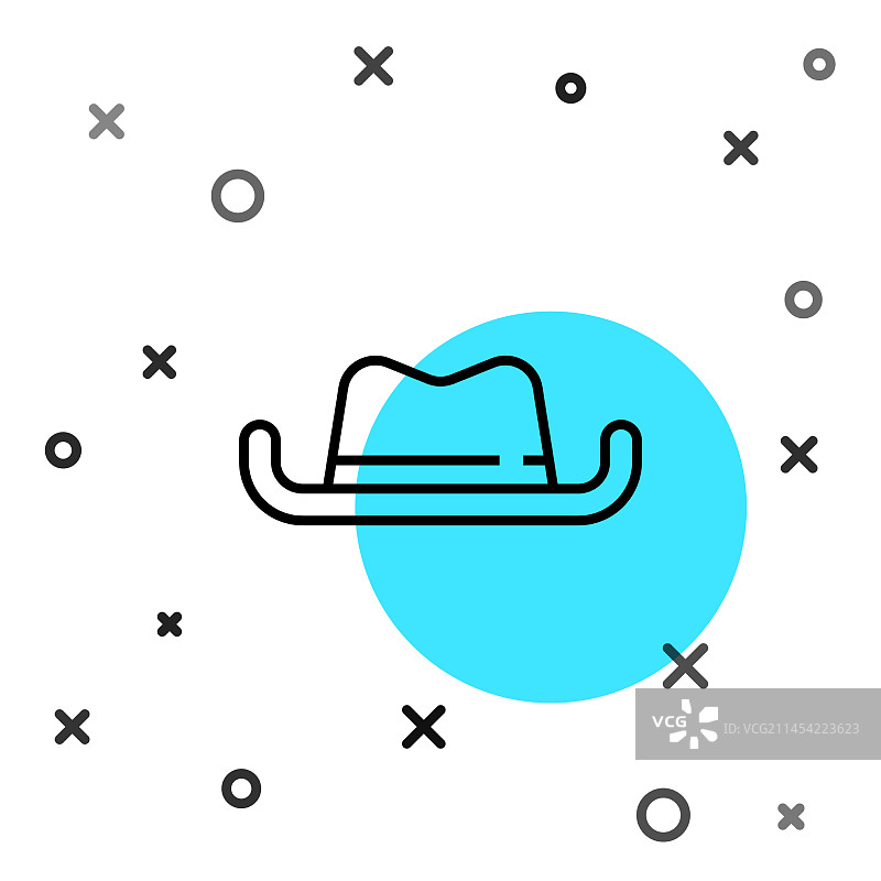 黑色背景上的西部牛仔帽图标图片素材