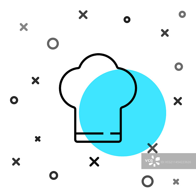 白色背景上的黑色线条厨师帽图标图片素材