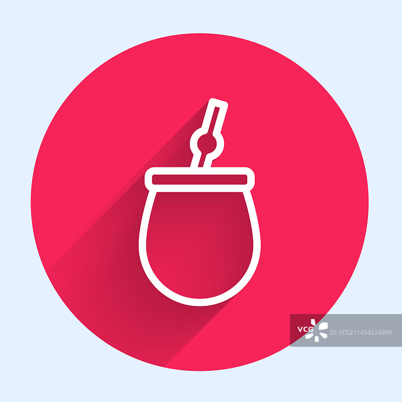 白色线条马黛茶图标，长阴影隔离图片素材