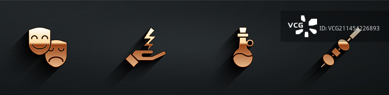 喜剧和悲剧面具与宙斯橄榄油瓶合集图片素材