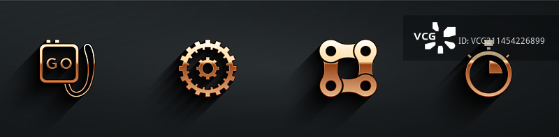 秒表、自行车、链条标志组合图片素材