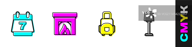 酒店预订日历壁炉内饰图片素材