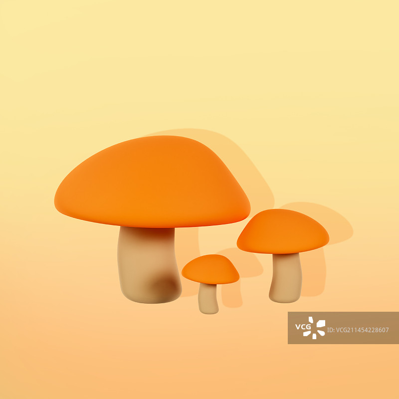 3D立体蘑菇元素图片素材
