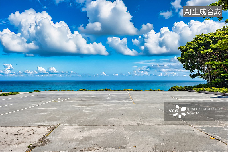 【AI数字艺术】海滨停车场图片素材
