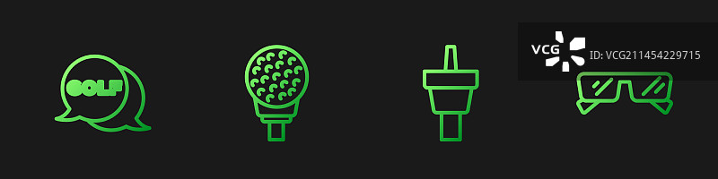 高尔夫球座标签和眼镜图片素材