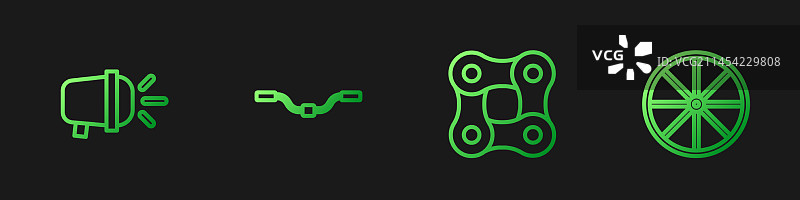 自行车链条头灯车把组合图片素材