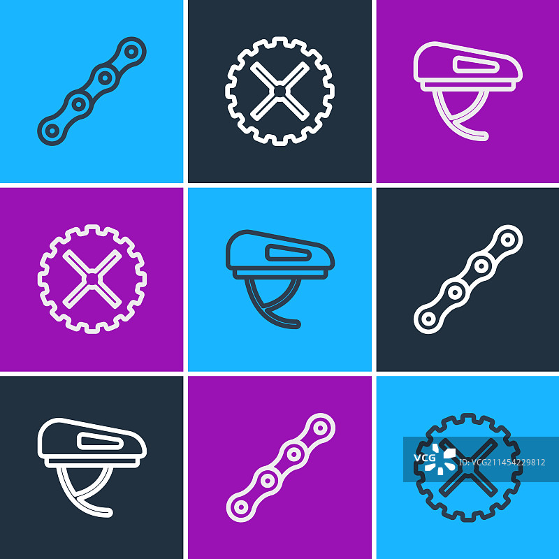 自行车链条头盔和链轮曲柄图片素材