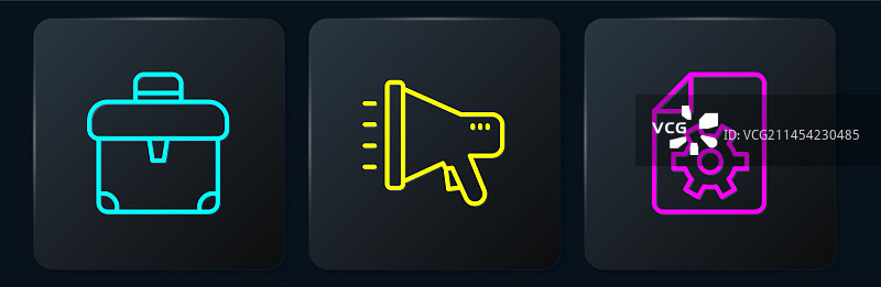 公文包与文档设置线条设计图片素材