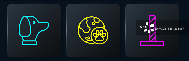 带玩具的线条小狗猫抓挠柱图片素材