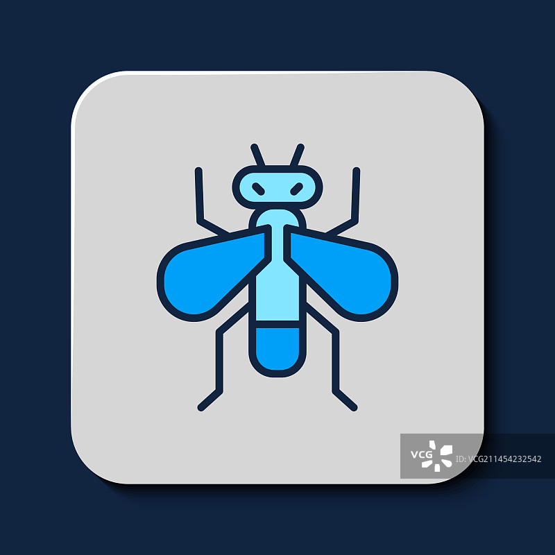 蓝色背景上的昆虫轮廓图标图片素材