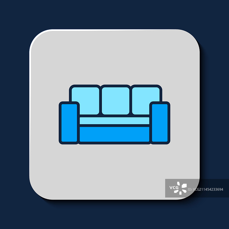 蓝色背景上的沙发轮廓图标图片素材