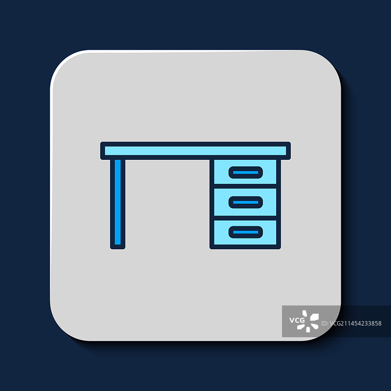 蓝色背景办公桌轮廓图标图片素材