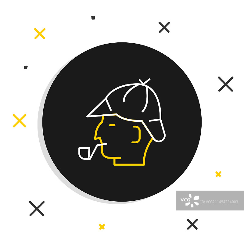 手绘线条：叼烟斗的夏洛克·福尔摩斯图片素材