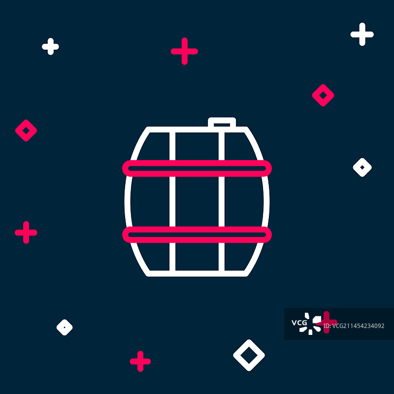 蓝色背景上的木制酒桶线条图标图片素材