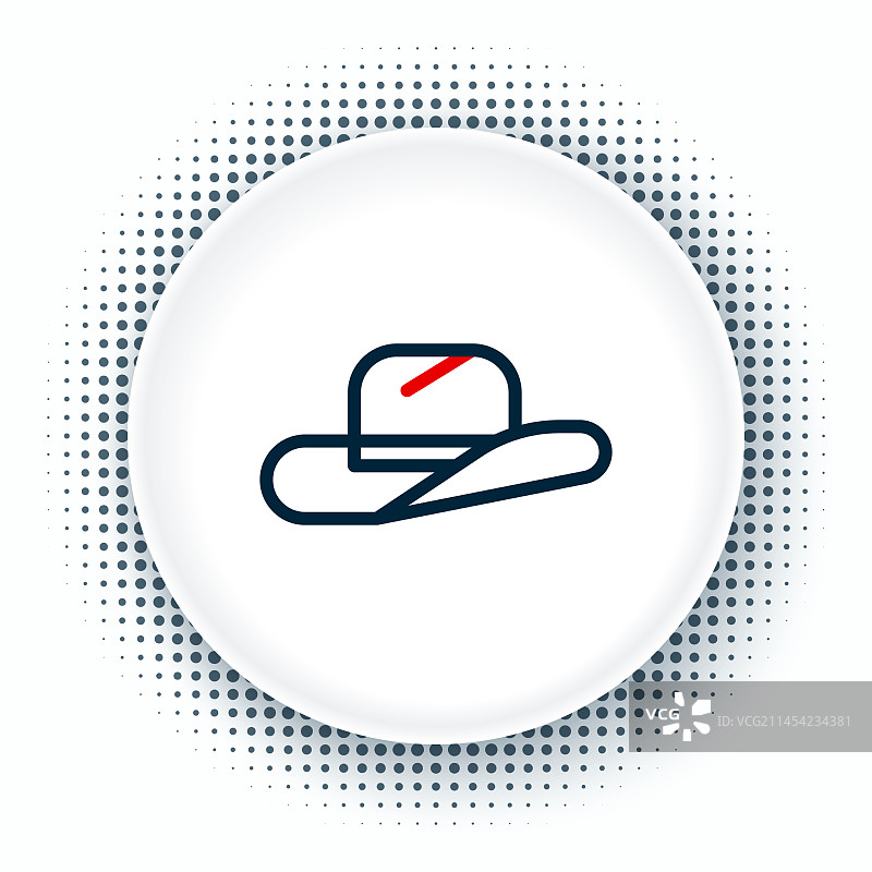 西部牛仔帽线条图标（白色背景）图片素材