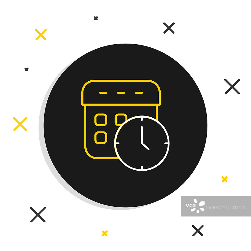 线条日历时钟图标 白色背景图片素材