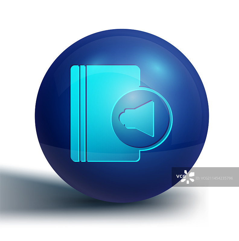 白色背景上的蓝色有声读物图标图片素材