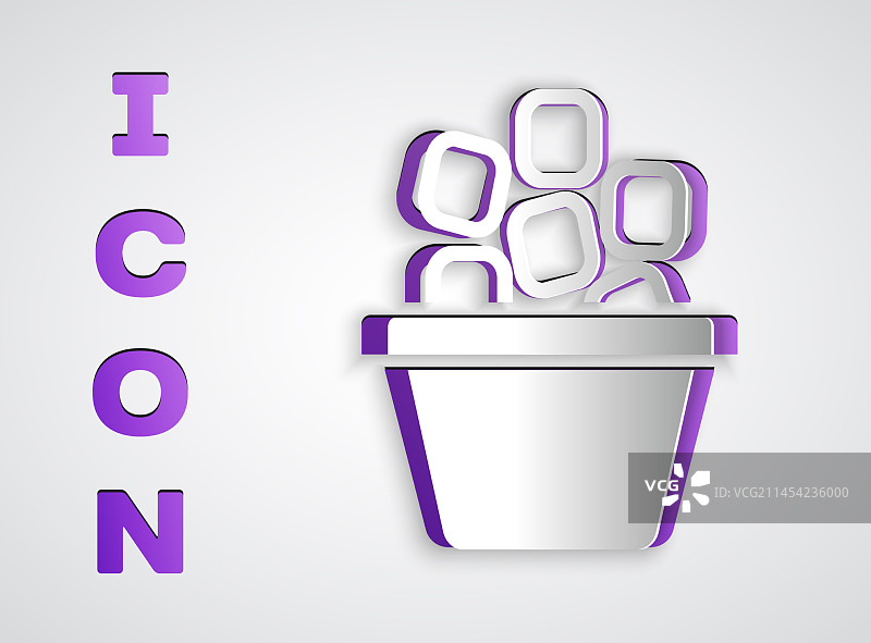 装满冰块的剪纸冰桶图标图片素材