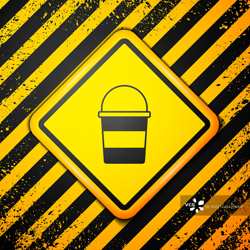 黄色背景上的黑色消防桶图标图片素材