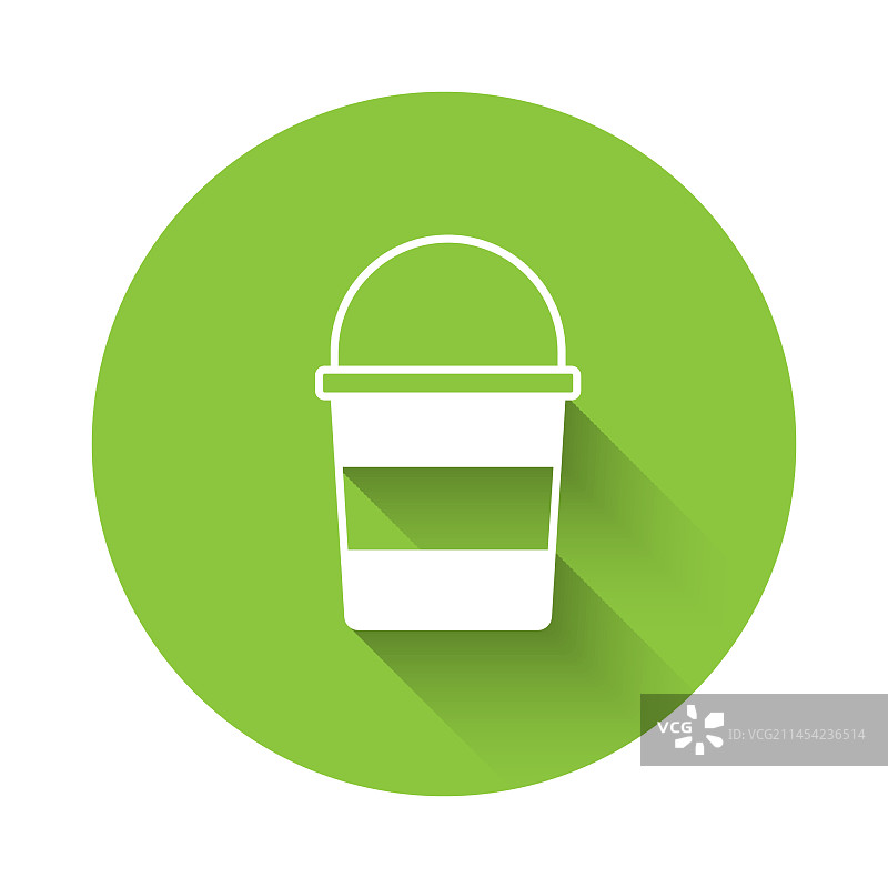 白色消防桶图标，带长阴影图片素材