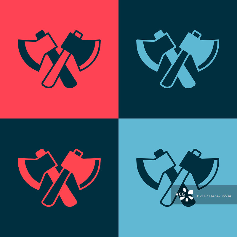 波普艺术风格的彩色木斧图标图片素材