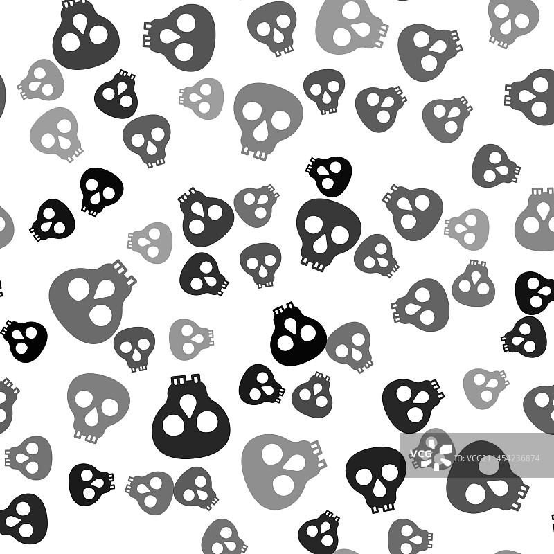 黑色骷髅图标无缝图案图片素材