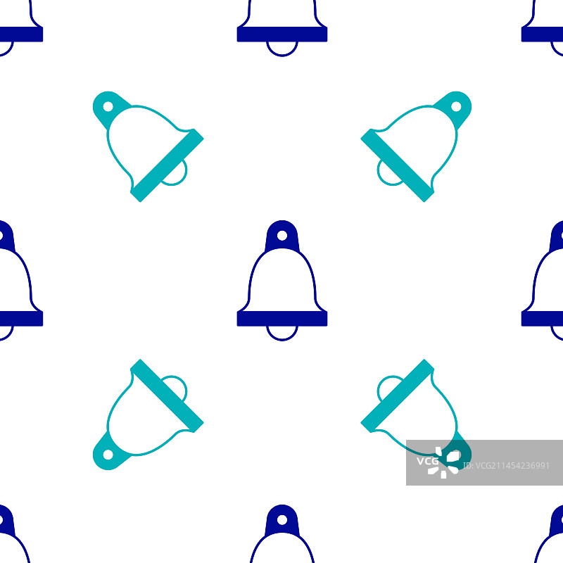 蓝色教堂钟铃图标无缝图案图片素材