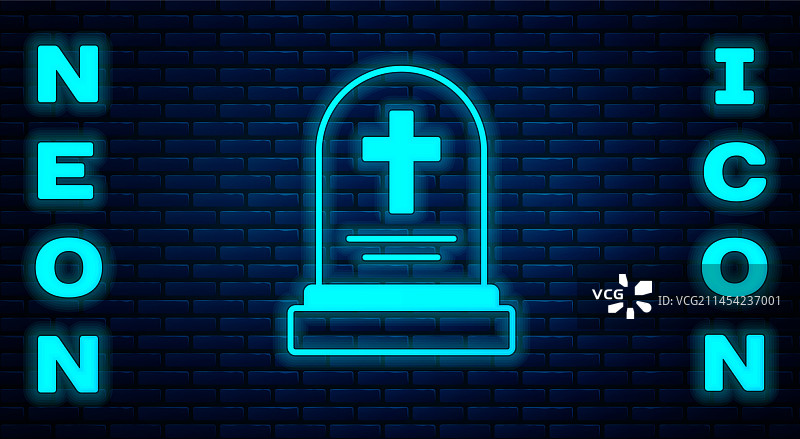 发光霓虹灯墓碑坟墓图标图片素材