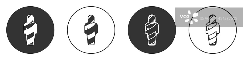 白色背景上的黑色埃及木乃伊图标图片素材