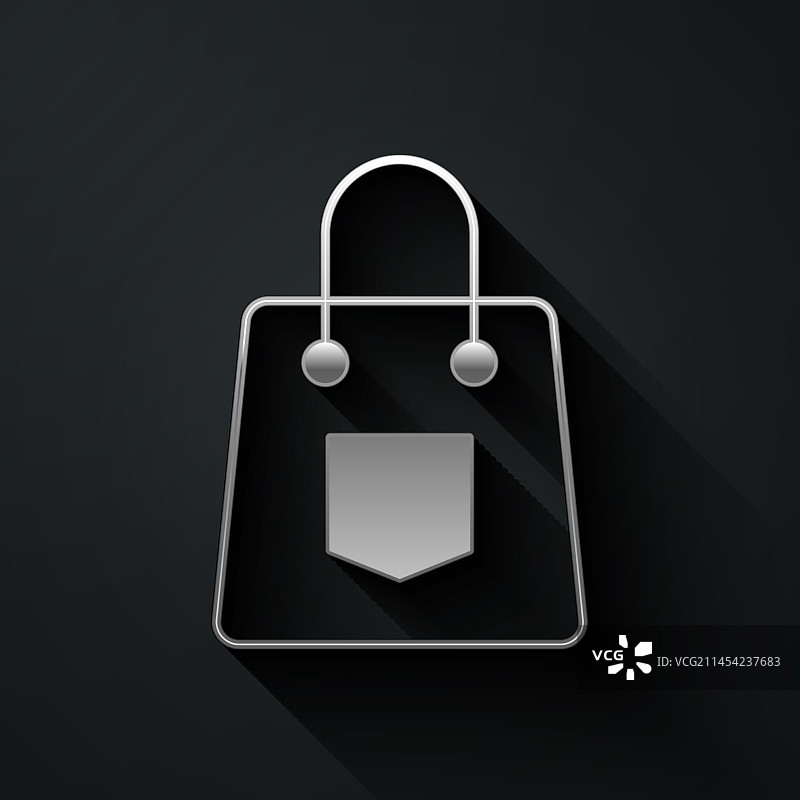 银色手提包图标，黑色背景图片素材