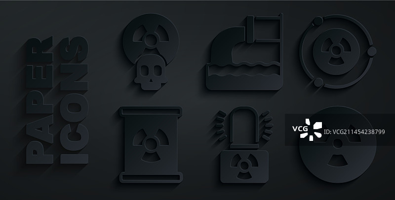 放射性警示灯、废料桶图片素材