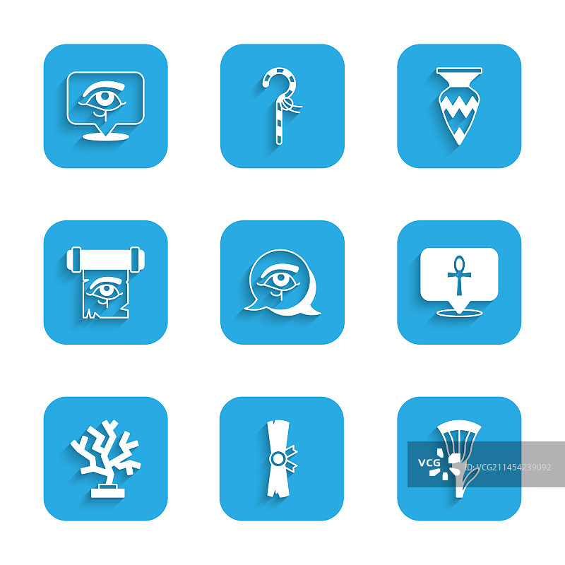 荷鲁斯之眼、莎草纸卷轴、埃及莲花图片素材